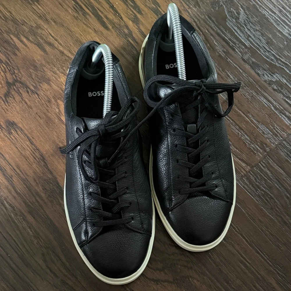 BOSS Men's Low Profile Leather Lace Up Sneaker